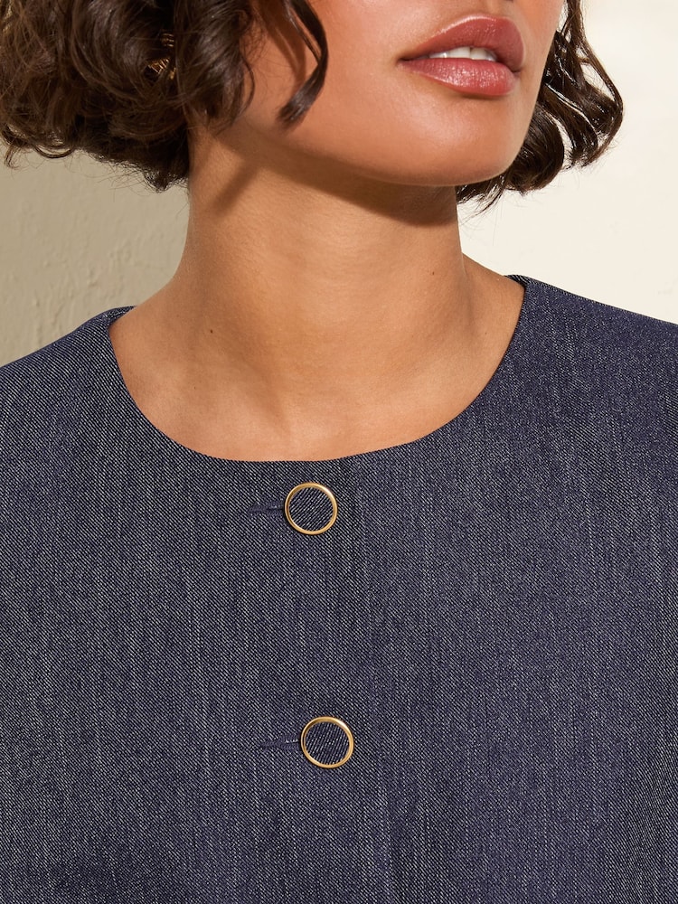 Friends Like These Blue Tonic Collarless Trophy Tailored Jacket - Image 2 of 5