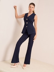 Friends Like These Navy Sculpting Stretch Multi Button Waistcoat - Image 3 of 4