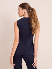 Friends Like These Navy Sculpting Stretch Multi Button Waistcoat - Image 4 of 4