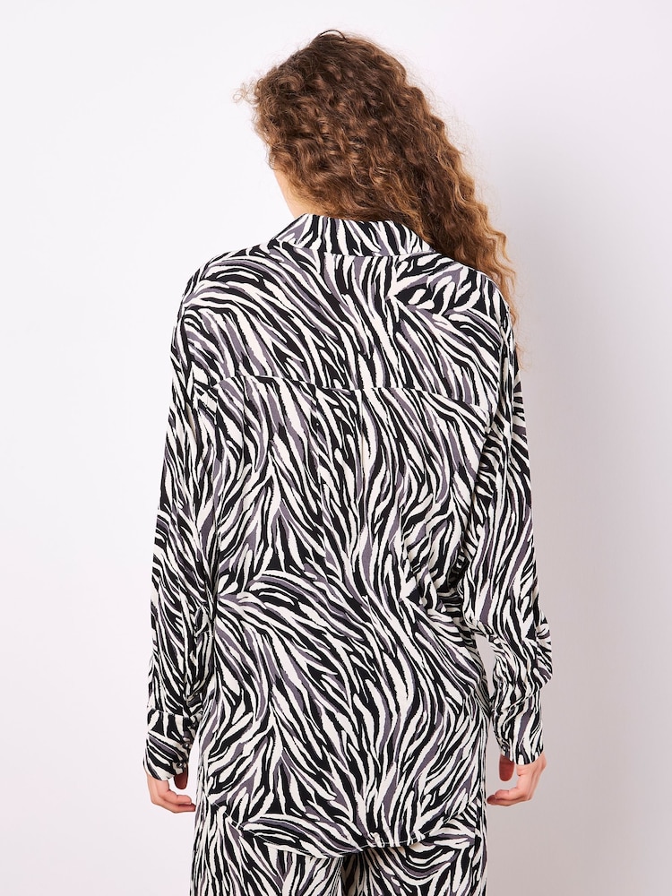 Apricot Natural Zebra Printed High Low Shirt - Image 4 of 4 Apricot Natural Zebra Printed High Low Shirt - Image 4 of 4