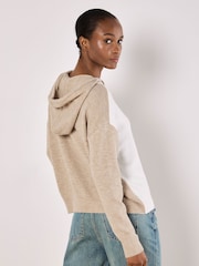 Apricot Cream Colourblock Knitted Hoodie - Image 3 of 5