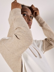 Apricot Cream Colourblock Knitted Hoodie - Image 4 of 5