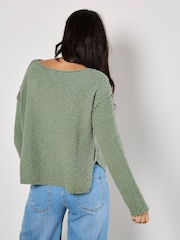 Apricot Green Cable Knit Waffle Jumper - Image 2 of 4