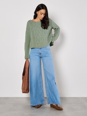 Apricot Green Cable Knit Waffle Jumper - Image 4 of 4
