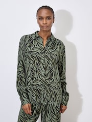 Apricot Green Zebra Printed High Low Shirt - Image 1 of 4