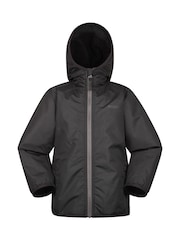 Mountain Warehouse Black Robin Kids Water Resistant Borg Lined Jacket - Image 1 of 6