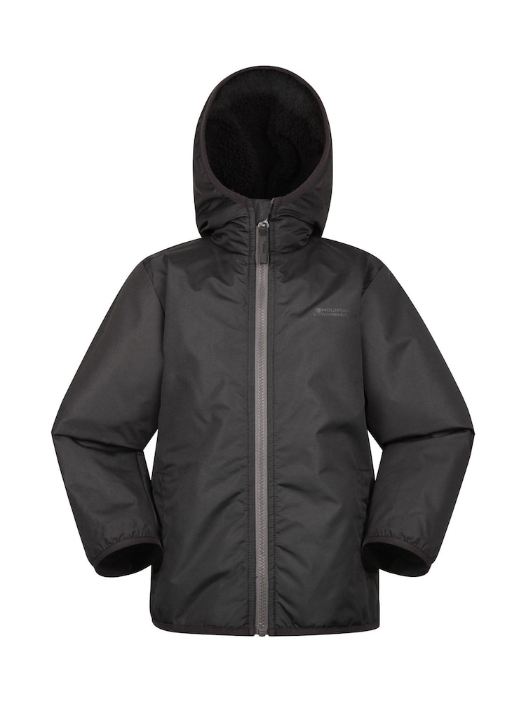 Mountain Warehouse Black Robin Kids Water Resistant Borg Lined Jacket - Image 1 of 6