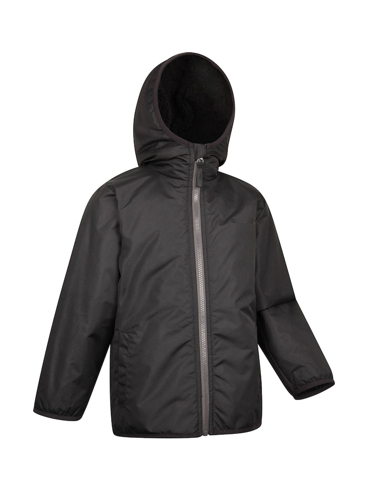 Mountain Warehouse Black Robin Kids Water Resistant Borg Lined Jacket - Image 2 of 6