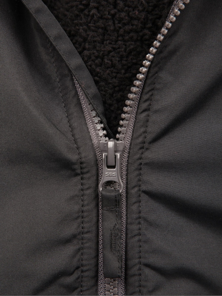 Mountain Warehouse Black Robin Kids Water Resistant Borg Lined Jacket - Image 6 of 6 Mountain Warehouse Black Robin Kids Water Resistant Borg Lined Jacket - Image 6 of 6
