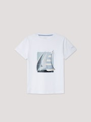 أبيض - Hackett Classic Fit Sailboat T-Shirt - صورة 1 من 4