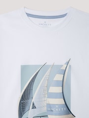أبيض - Hackett Classic Fit Sailboat T-Shirt - صورة 3 من 4