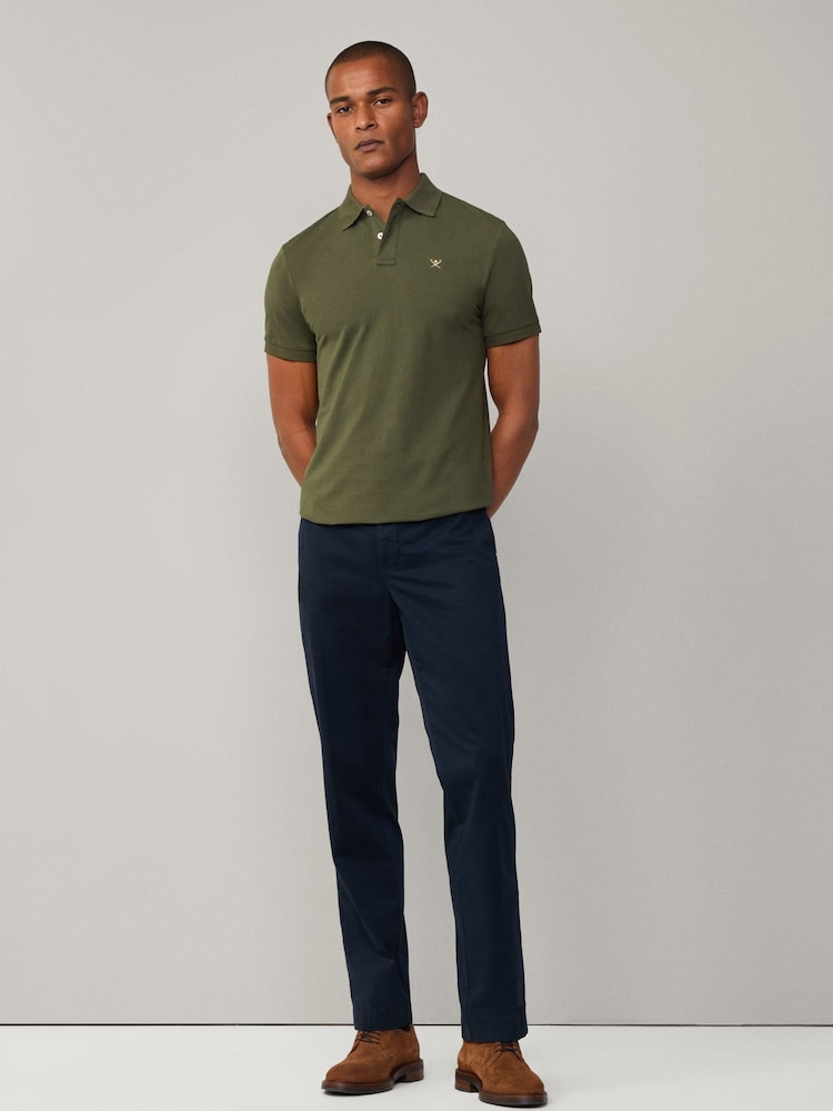 Зеленый - Hackett Slim Fit Linen Piqué Polo - Image 1 of 8