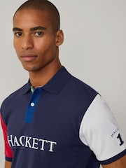 Синий - Hackett Classic Fit Heritage Piqué Polo - Изображение 5 из 8