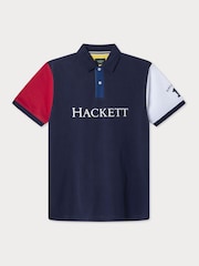 Синий - Hackett Classic Fit Heritage Piqué Polo - Изображение 7 из 8