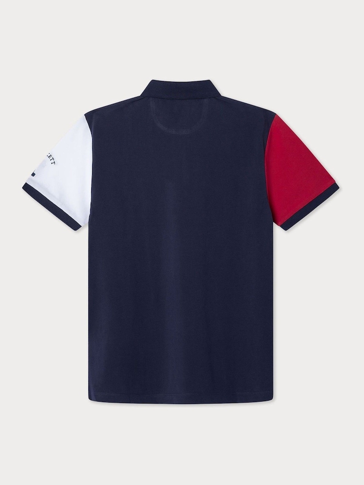 Синий - Hackett Classic Fit Heritage Piqué Polo - Изображение 8 из 8