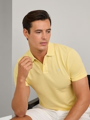 Желтый - Hackett Slim Fit Linen Piqué Polo - Image 2 of 8