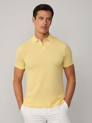Желтый - Hackett Slim Fit Linen Piqué Polo - Image 3 of 8