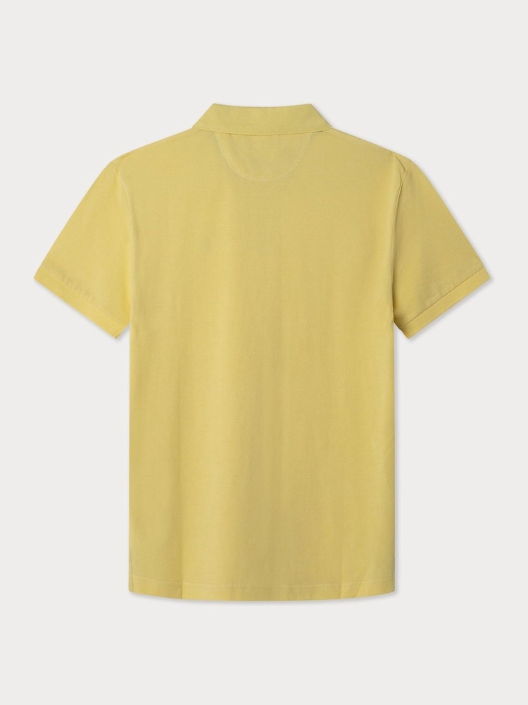 Желтый - Hackett Slim Fit Linen Piqué Polo - Image 8 of 8
