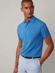 Синий - Hackett Slim Fit Linen Piqué Polo - Image 1 of 8