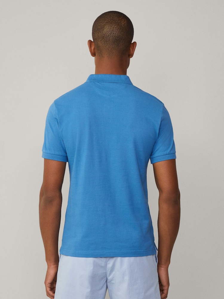 Синий - Hackett Slim Fit Linen Piqué Polo - Image 2 of 8