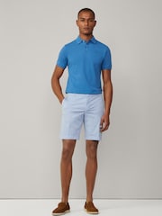 Синий - Hackett Slim Fit Linen Piqué Polo - Image 3 of 8