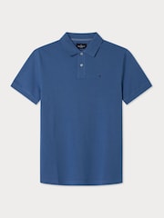 Синий - Hackett Slim Fit Linen Piqué Polo - Image 7 of 8