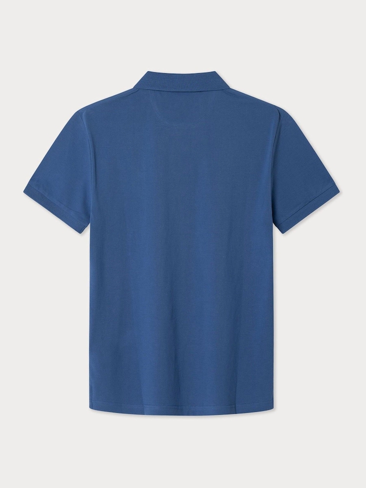 Синий - Hackett Slim Fit Linen Piqué Polo - Image 8 of 8
