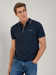 Синий - Hackett Classic Fit Sport Stretch Piqué Polo - Image 1 of 7