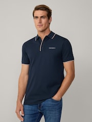 Синий - Hackett Classic Fit Sport Stretch Piqué Polo - Image 4 of 7