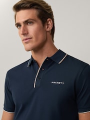 Синий - Hackett Classic Fit Sport Stretch Piqué Polo - Image 5 of 7