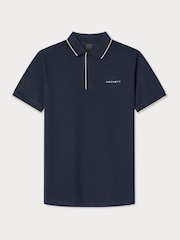 Синий - Hackett Classic Fit Sport Stretch Piqué Polo - Image 6 of 7