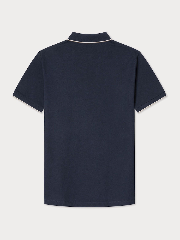Синий - Hackett Classic Fit Sport Stretch Piqué Polo - Image 7 of 7