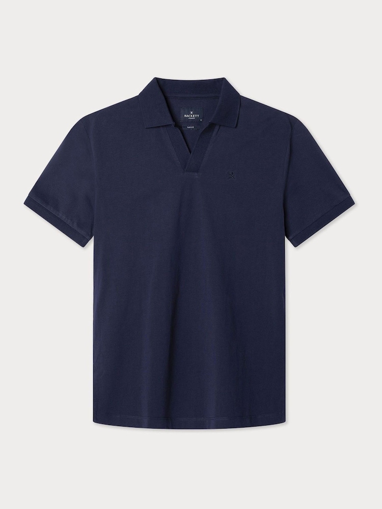 أزرق - Soft Jersey Polo Shirt With Open Collar - صورة 1 من 2