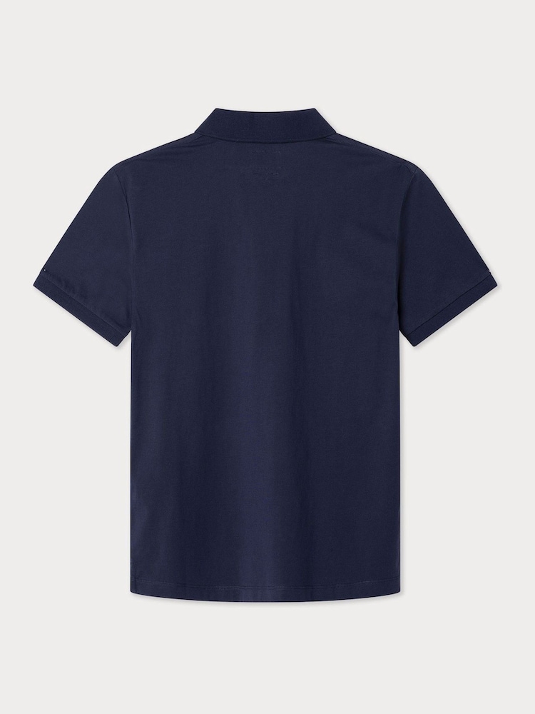 أزرق - Soft Jersey Polo Shirt With Open Collar - صورة 2 من 2
