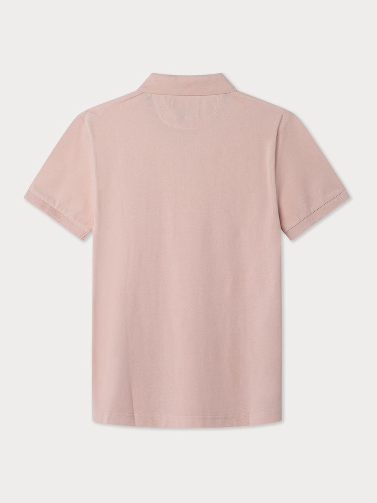Розовый - Hackett Slim Fit Linen Piqué Polo - Image 8 of 8