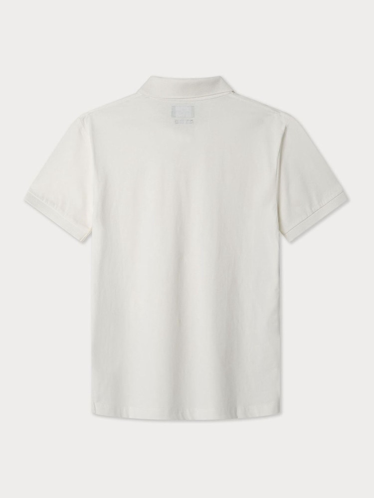 أبيض - Soft Jersey Polo Shirt With Open Collar - صورة 2 من 2