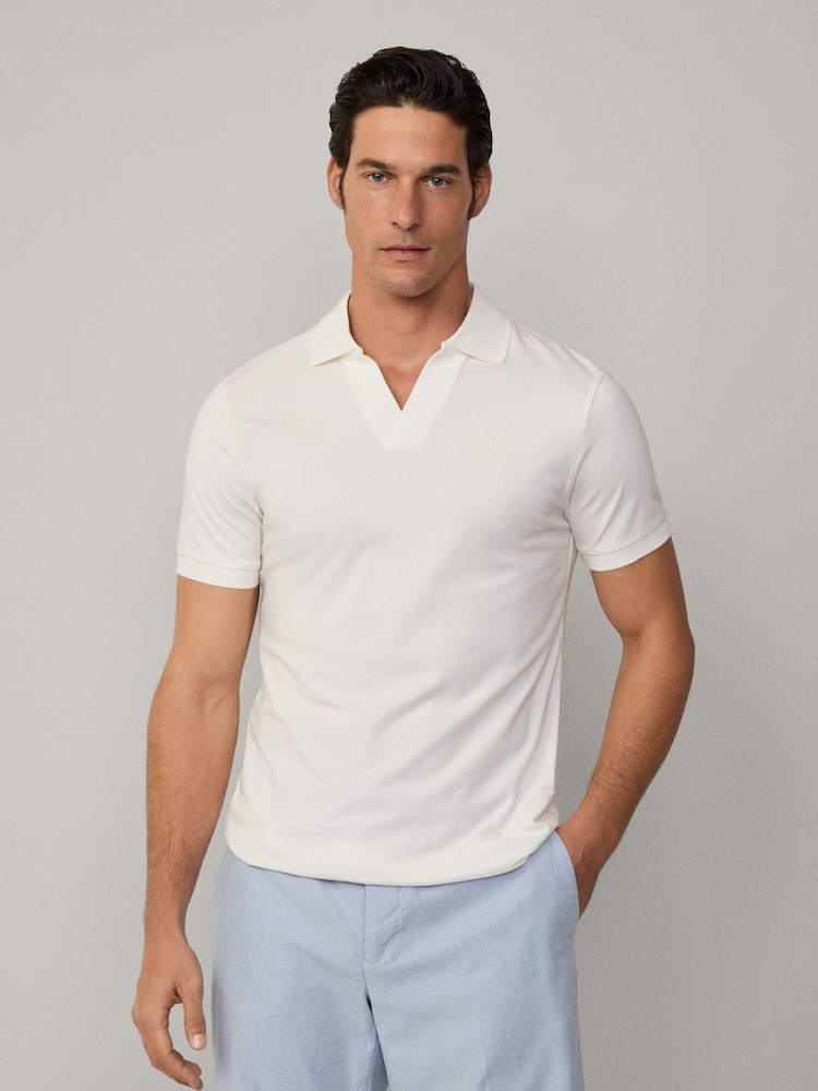 Soft Jersey Polo Shirt With Open Collar - Image 2 of 7 Soft Jersey Polo Shirt With Open Collar - Image 2 of 7