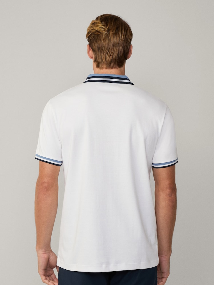 Alb - Tricou polo Hackett Classic Fit Sport Stretch Piqué pentru femei - Imaginea 2 din 7