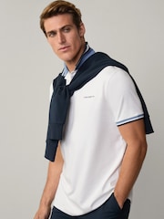 Alb - Tricou polo Hackett Classic Fit Sport Stretch Piqué pentru femei - Imaginea 4 din 7