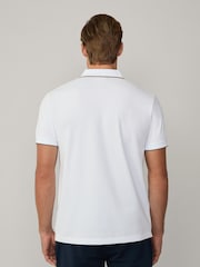 Белый - Hackett Classic Fit Sport Stretch Piqué Polo - Image 4 of 7