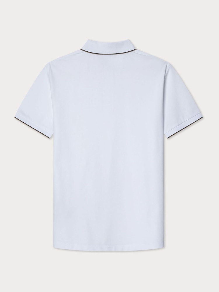 Белый - Hackett Classic Fit Sport Stretch Piqué Polo - Image 7 of 7
