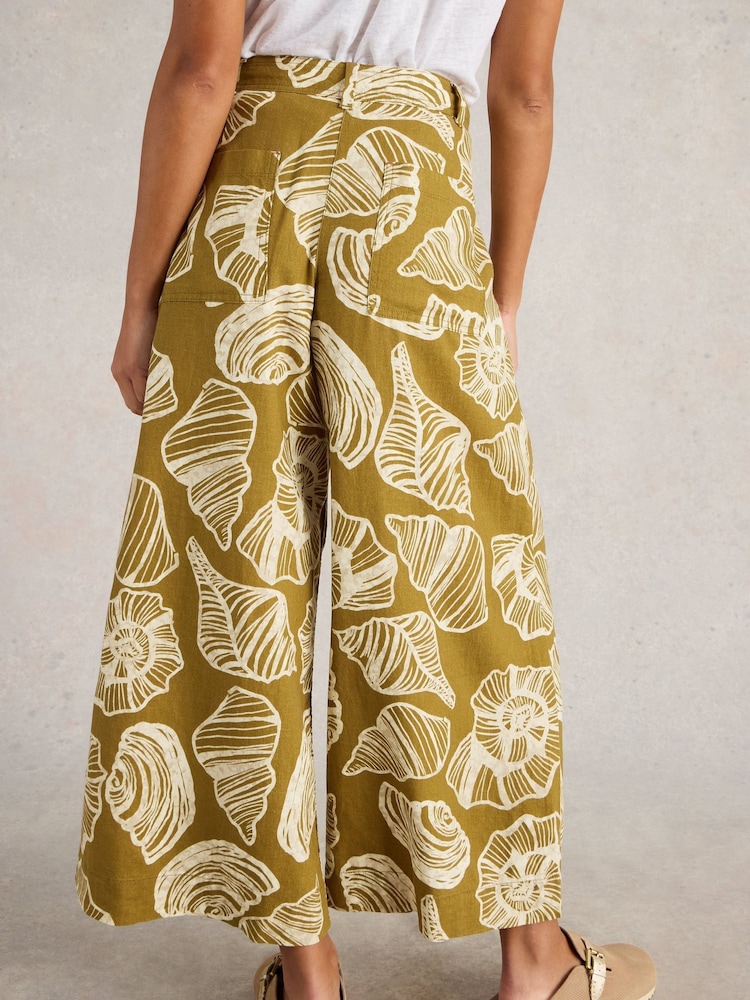 White Stuff Green Roxy Linen Blend Culottes - Image 2 of 6