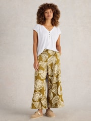 White Stuff Green Roxy Linen Blend Culottes - Image 3 of 6