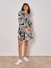 Apricot Natural Graphic Squares Mini Shirt Dress - Image 3 of 4