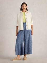 White Stuff Blue Roxy Linen Blend Culottes - Image 1 of 6