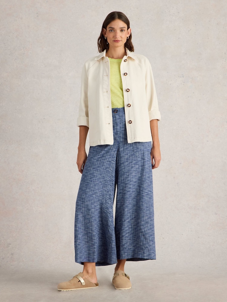 White Stuff Blue Roxy Linen Blend Culottes - Image 1 of 6