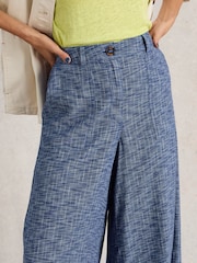 White Stuff Blue Roxy Linen Blend Culottes - Image 4 of 6