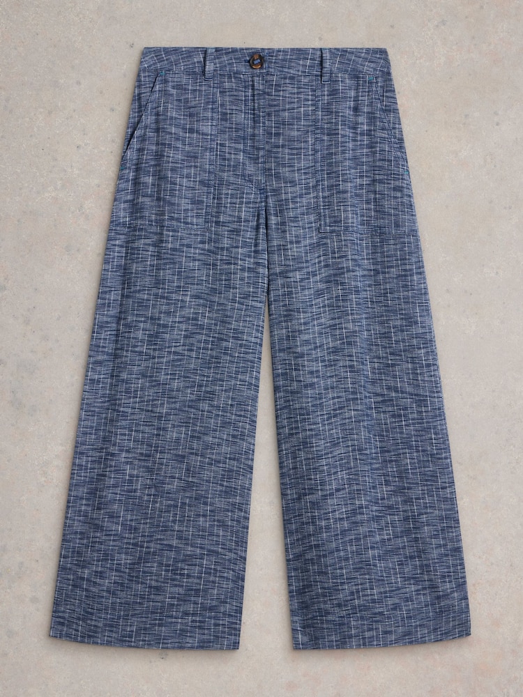 White Stuff Blue Roxy Linen Blend Culottes - Image 5 of 6