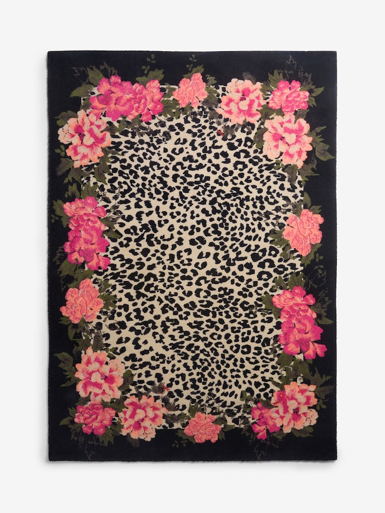 Rockett St George Leopard Love Floral Border Tufted Rug - Image 2 of 5