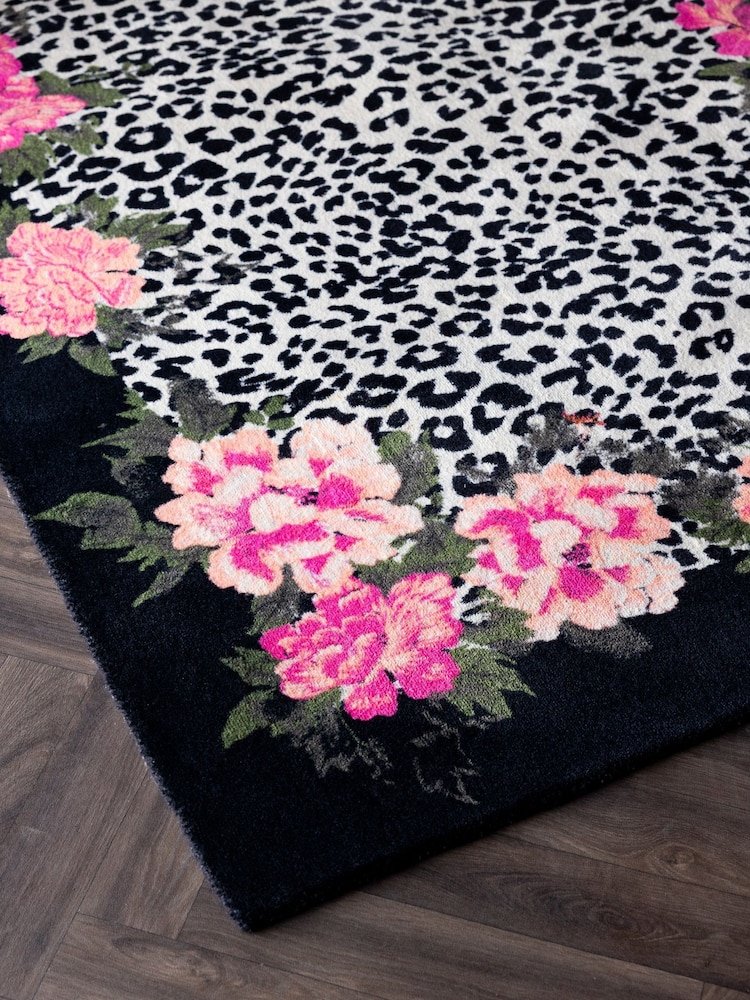 Rockett St George Leopard Love Floral Border Tufted Rug - Image 5 of 5